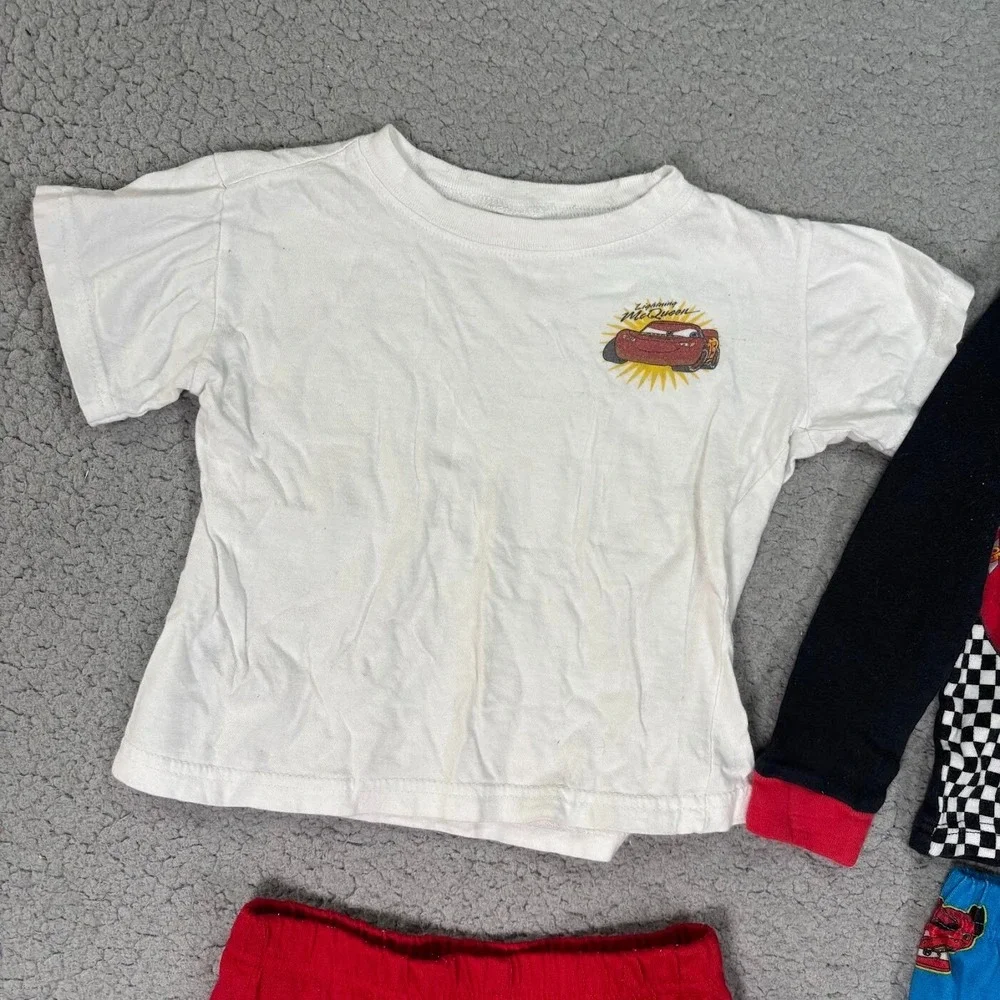 Cars Size 2T Lightning McQueen Lot‎ 4 Disney Pajamas T-shirt Shorts Kachow VTG